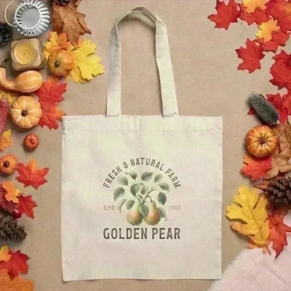 natalythyme Handbags - Farmers market golden pear  tote bag every day  recyled tote bag